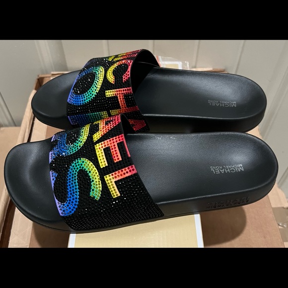 Michael Kors Women's Gilmore Rainbow 
Slide Sandals - Picture 2 of 4